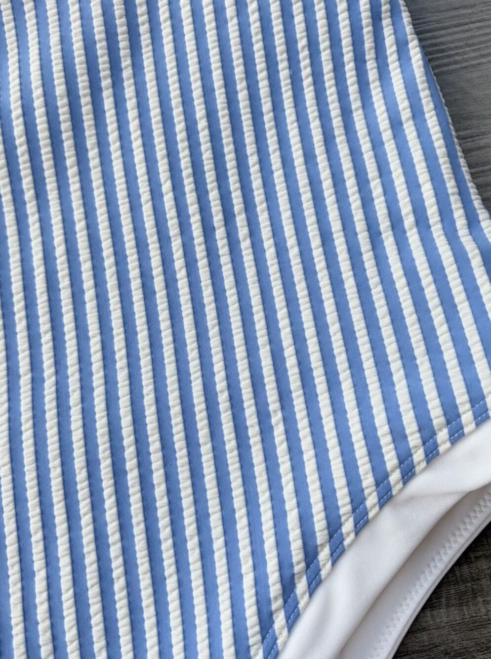 Abercrombie & Fitch Marina One-Piece Swimsuit Striped Seersucker Size M Blue - Picture 4 of 6
